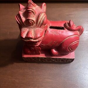 Red Dragon Figurine Coin Bank